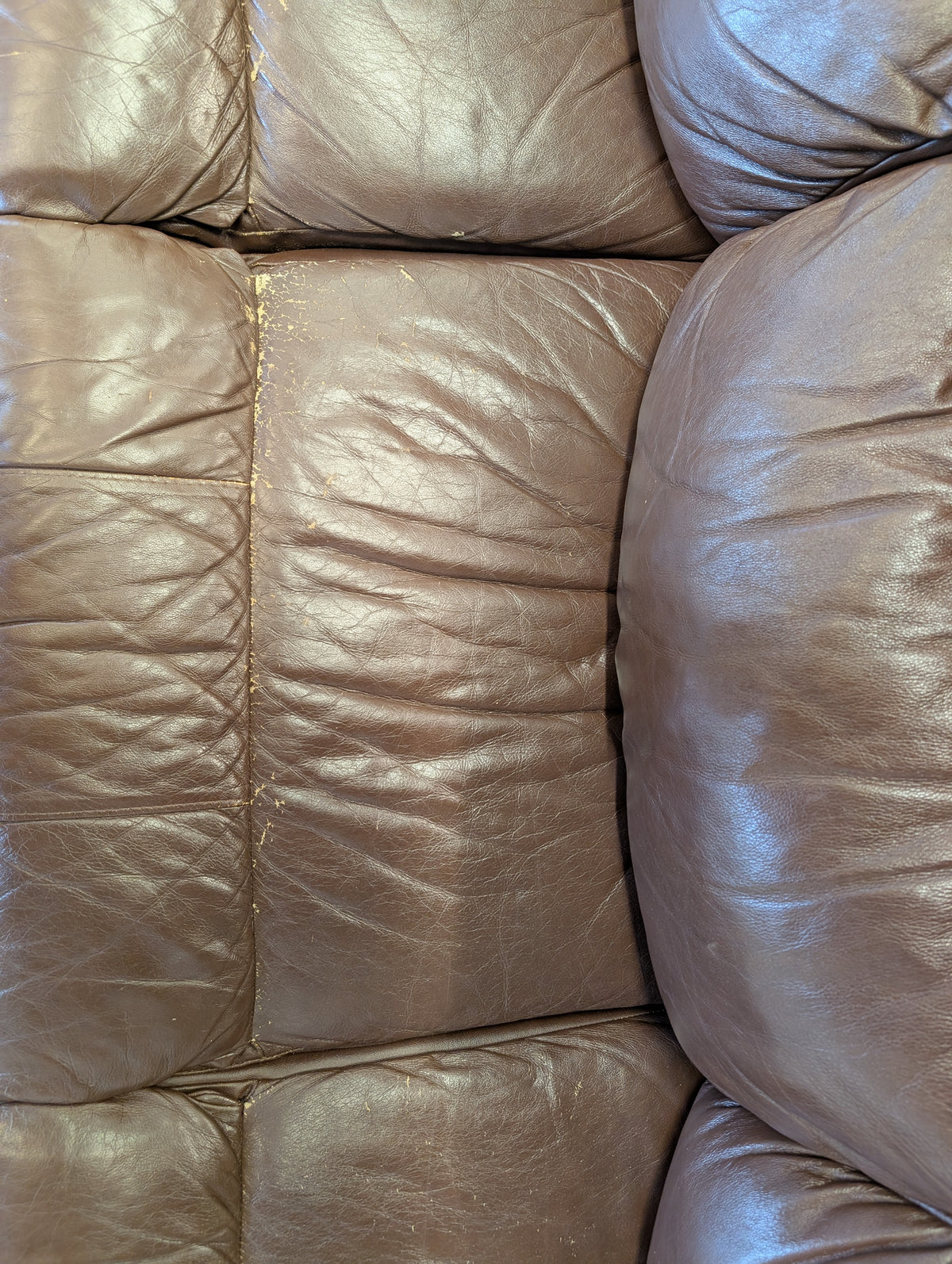Brown Leather 3-Seater Sofa