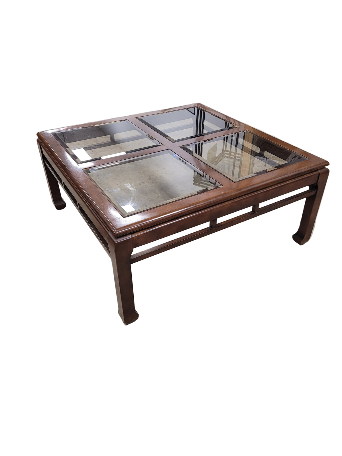 Asian-Inspired Coffee Table W/ Beveled Glass