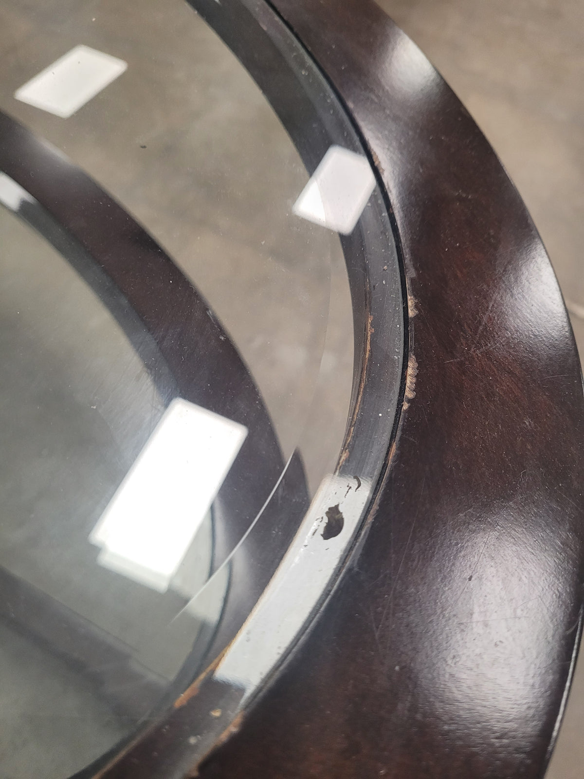 Oval Glass Top Coffee Table W/ Wood Frame
