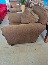Brown Waffle Pattern Fabric Sofa Chair