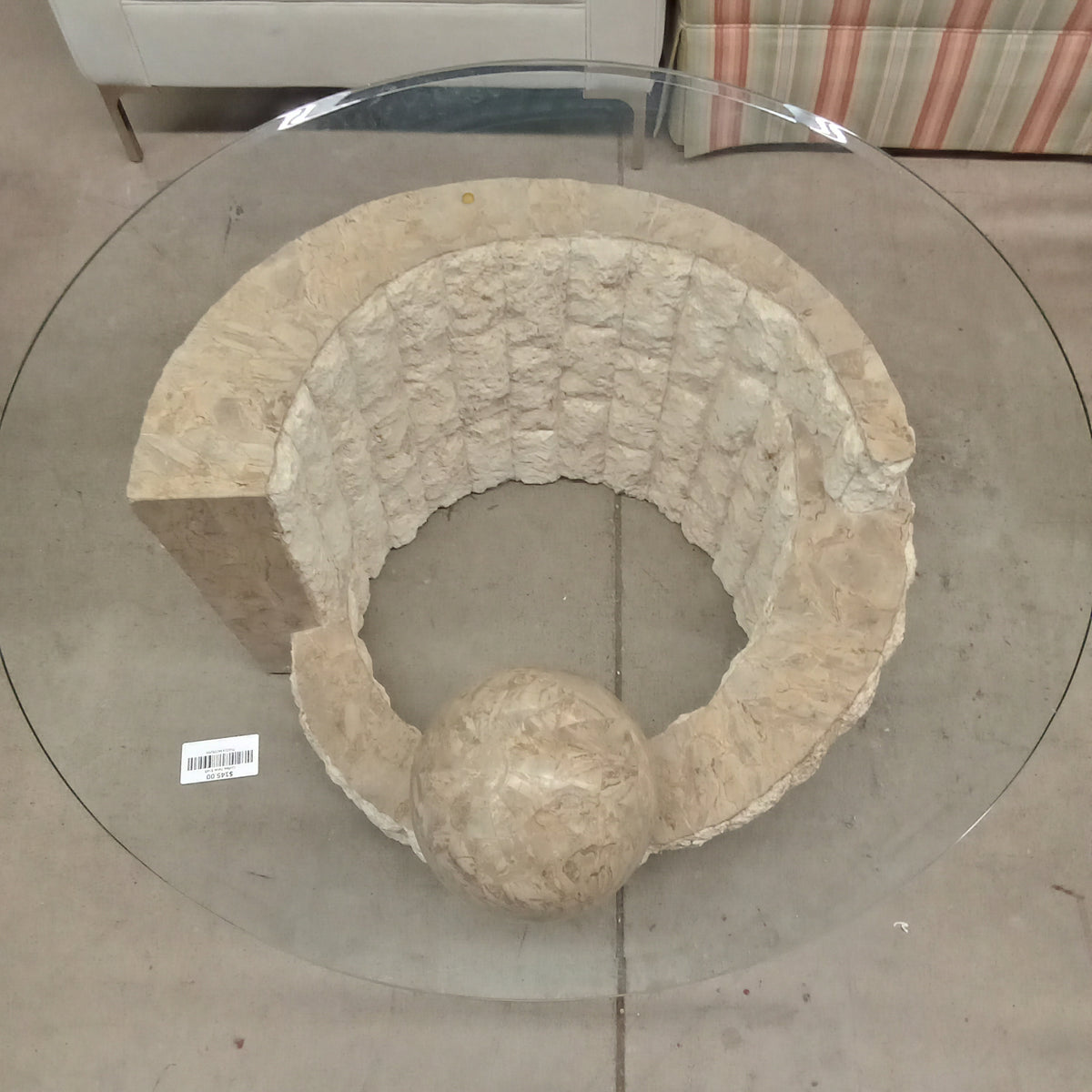 38"Diameter Round Coffee Table with Glass Top