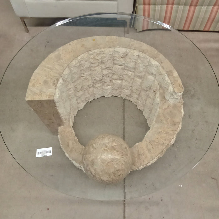 38"Diameter Round Coffee Table with Glass Top