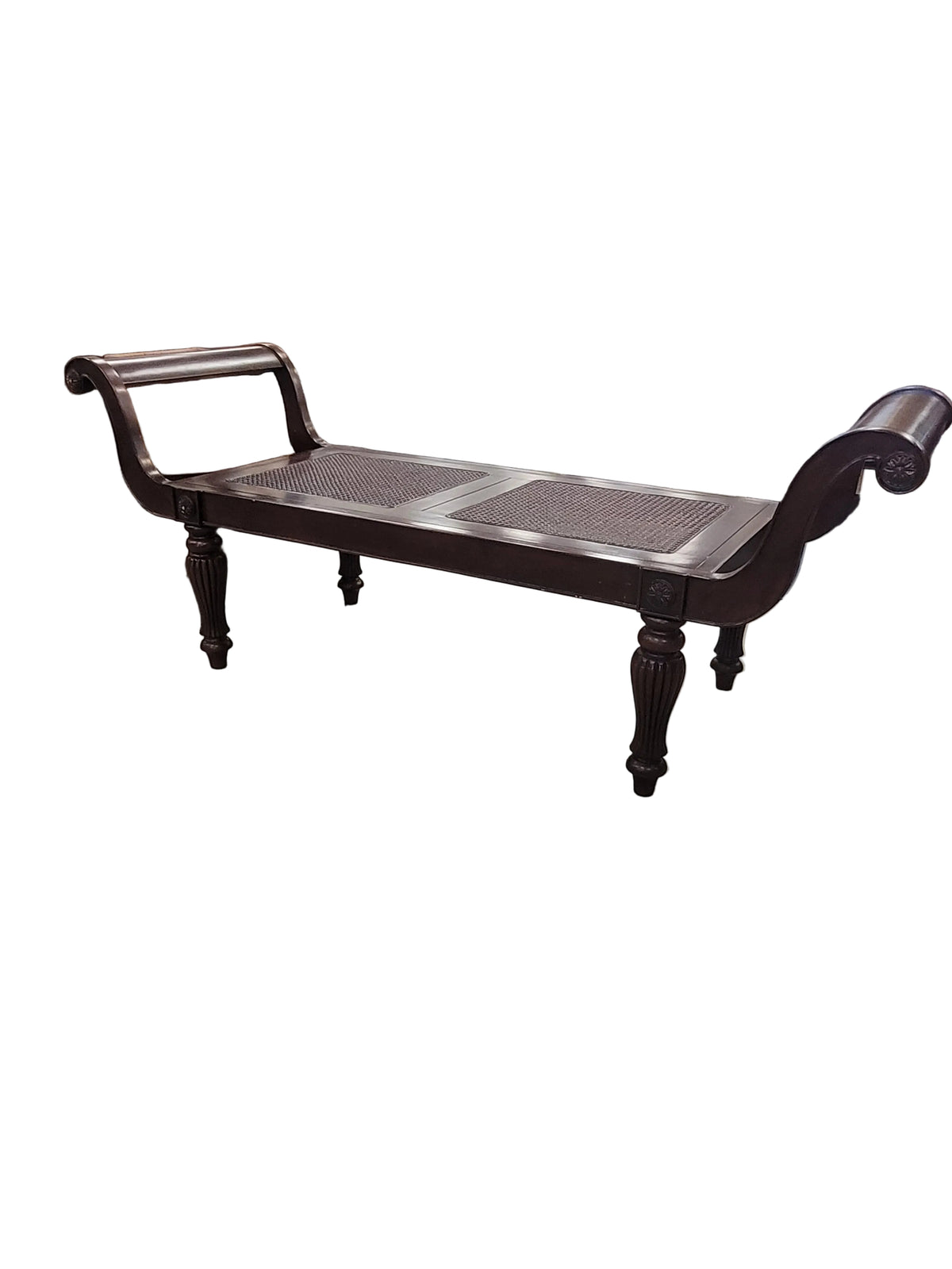 Regency-Style Mahogany Bench W/Cane Seats