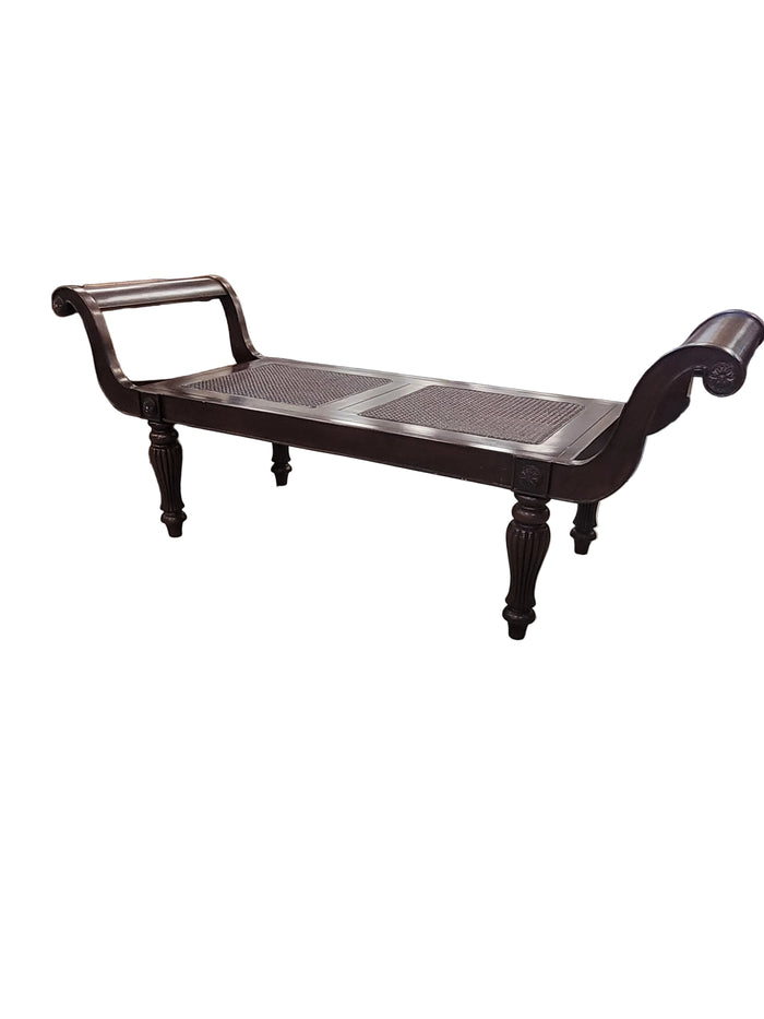 Regency-Style Mahogany Bench W/Cane Seats