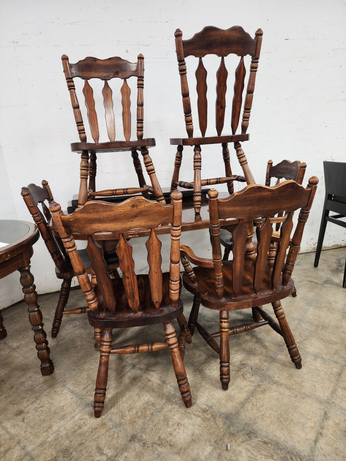 Oval Dark Wood 7 Piece Dining Set with 2 Leaves