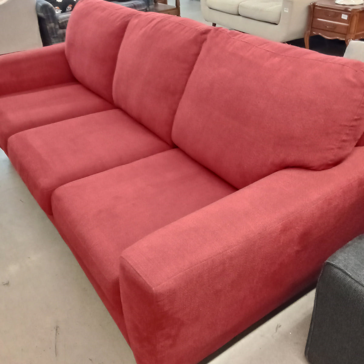 88"W 3-Seat Sofa in Red Fabric