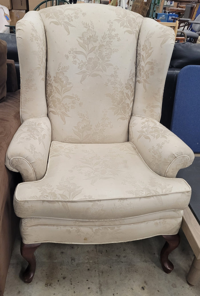 Classic Light Cream Wingback Chair