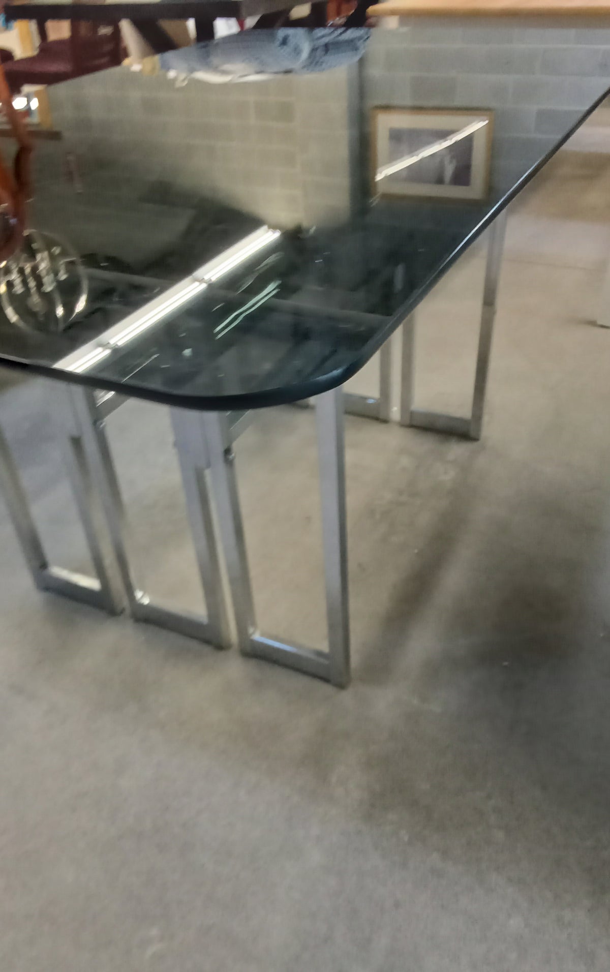 60"W Dining Table with Dark Tempered Glass Top