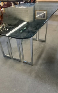 60"W Dining Table with Dark Tempered Glass Top