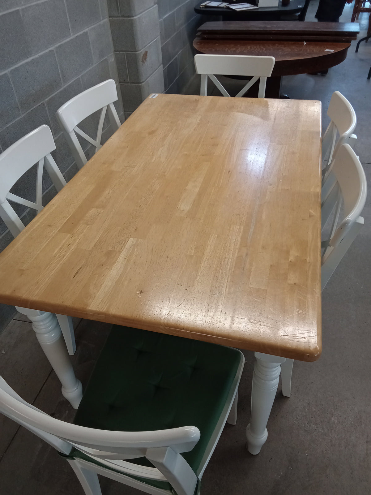 60"W Solid Wood Dining Set with 6 Chairs