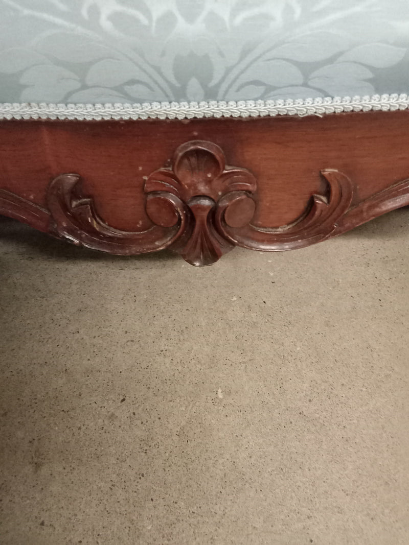 68"W Blue Fabric French Provincial Sofa