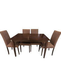 Dark Brown Wooden Dining Table w/ 4 Chairs