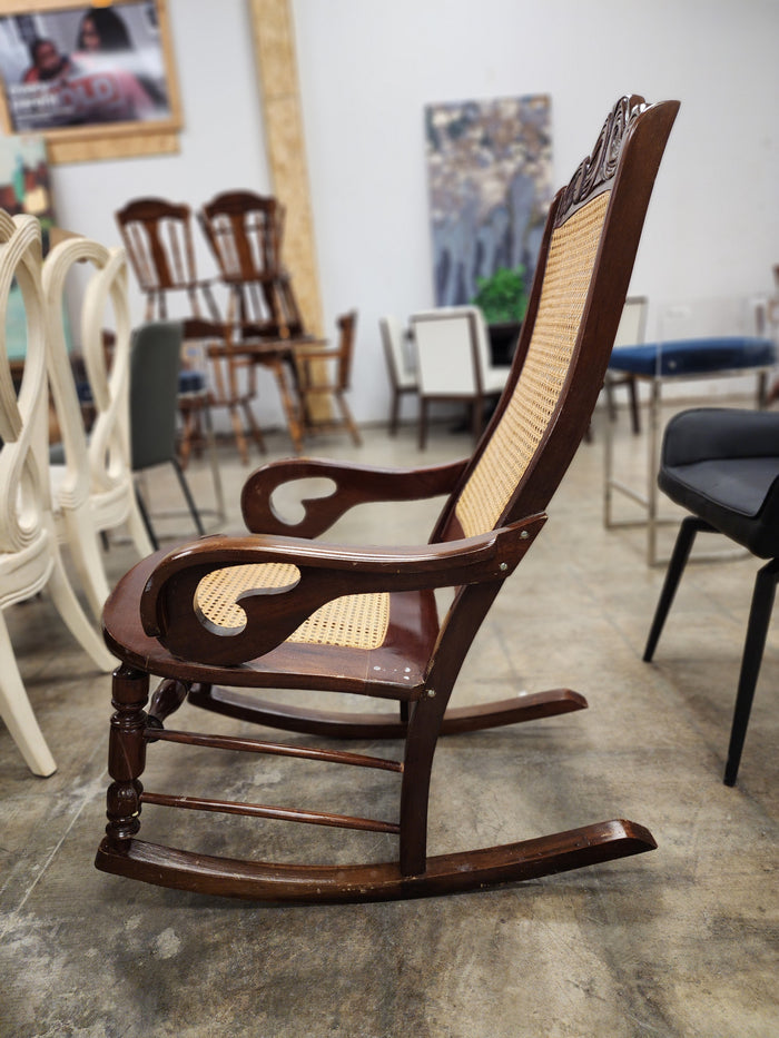 Vintage Style Dark Toned Wooden Rocking Chair
