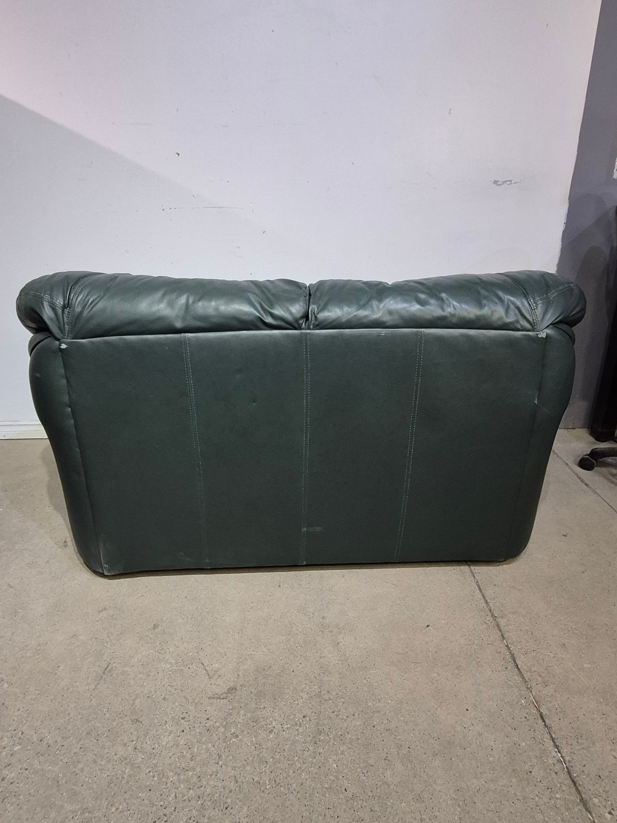 Green Leather love seat Couch