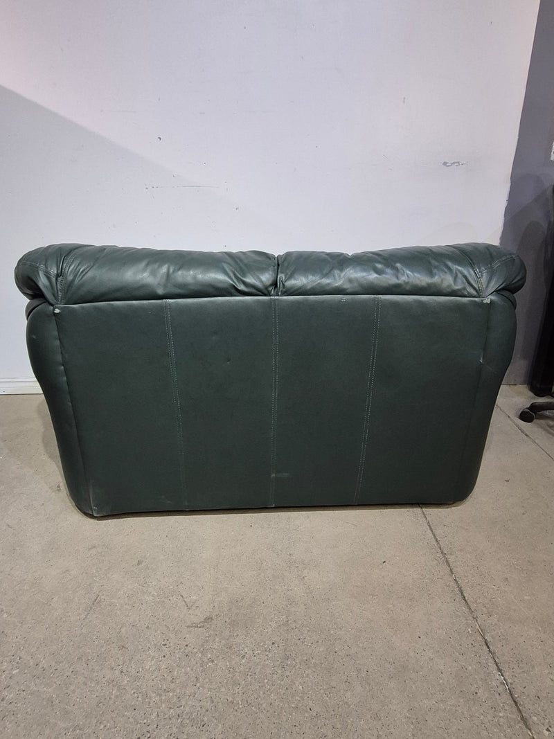Green Leather love seat Couch