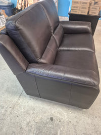Dark Brown Leather Love Seat