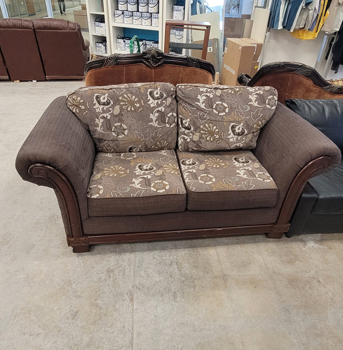 Brown Antique-Style Loveseat