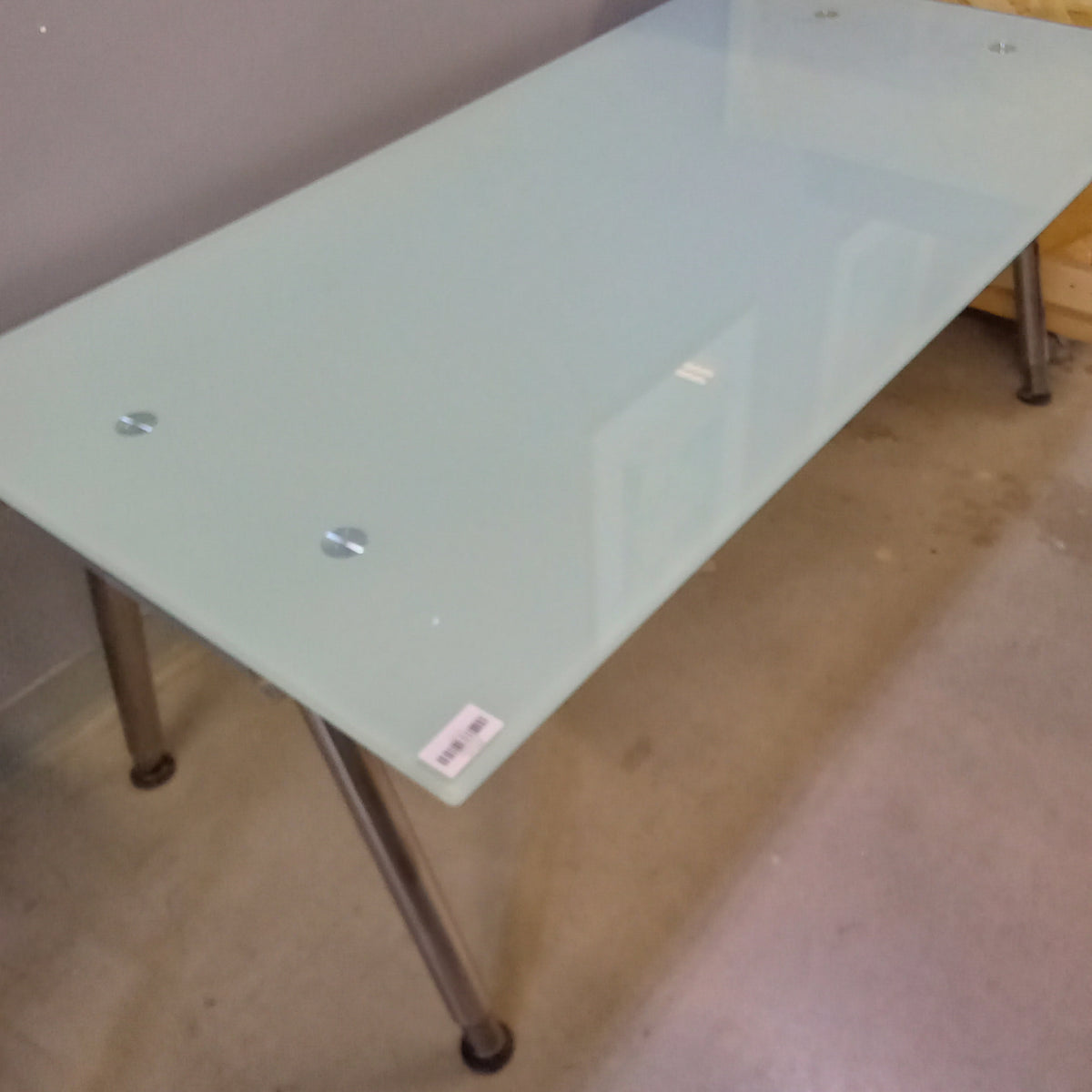63"W Dining Table with Frosted Glass Top