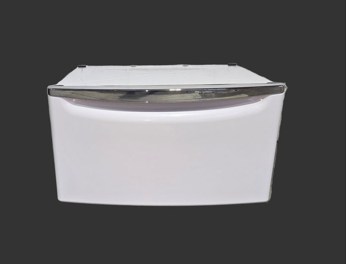 Laundry Pedestal With Chrome Handle And Storage Drawer