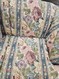 Green & Pink Floral Upholstered Sofa with 1 Cushion