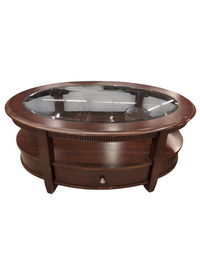 Syrup Oval Two Level Coffee Table w/glass Top #JS44