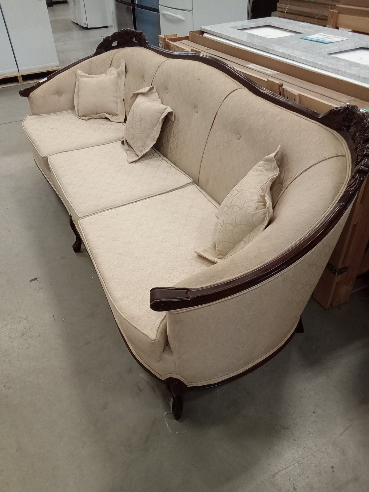 91"W French Provincial Style 3-Seat Sofa