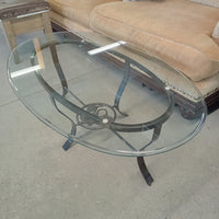 47"W Oval Glass Coffee Table