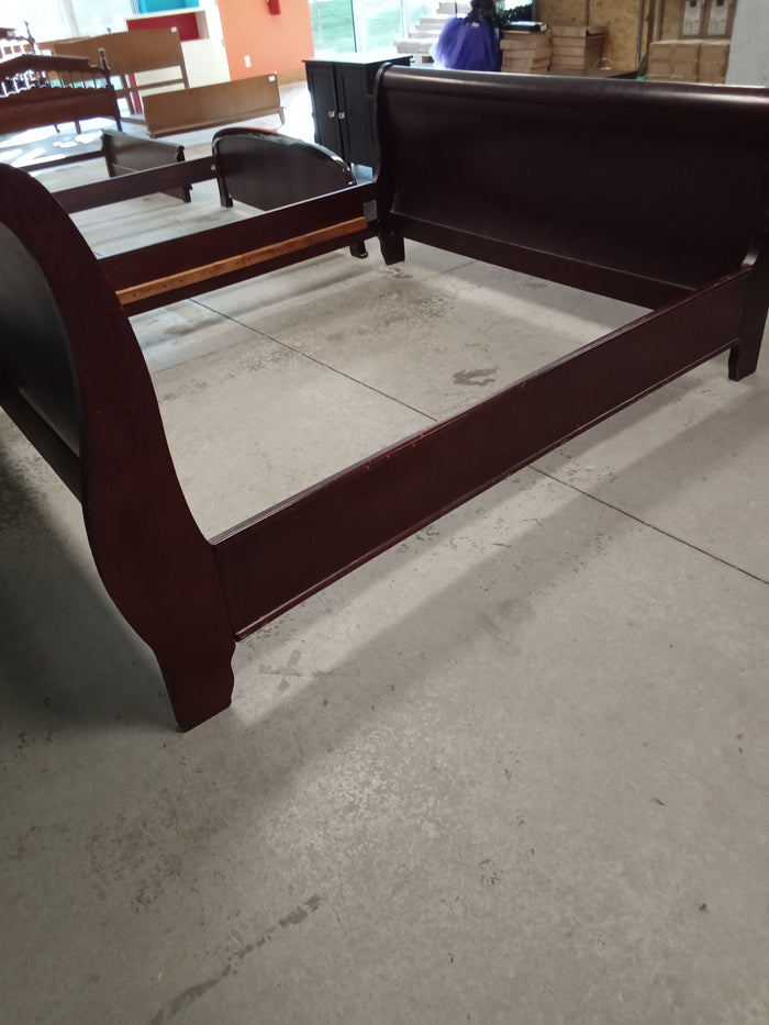 80"W Dark Wood Sleigh Bed Frame - King