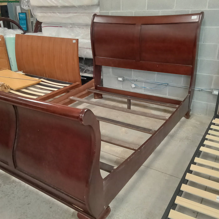 64"W Solid Wood Sleigh Bed Frame - Queen