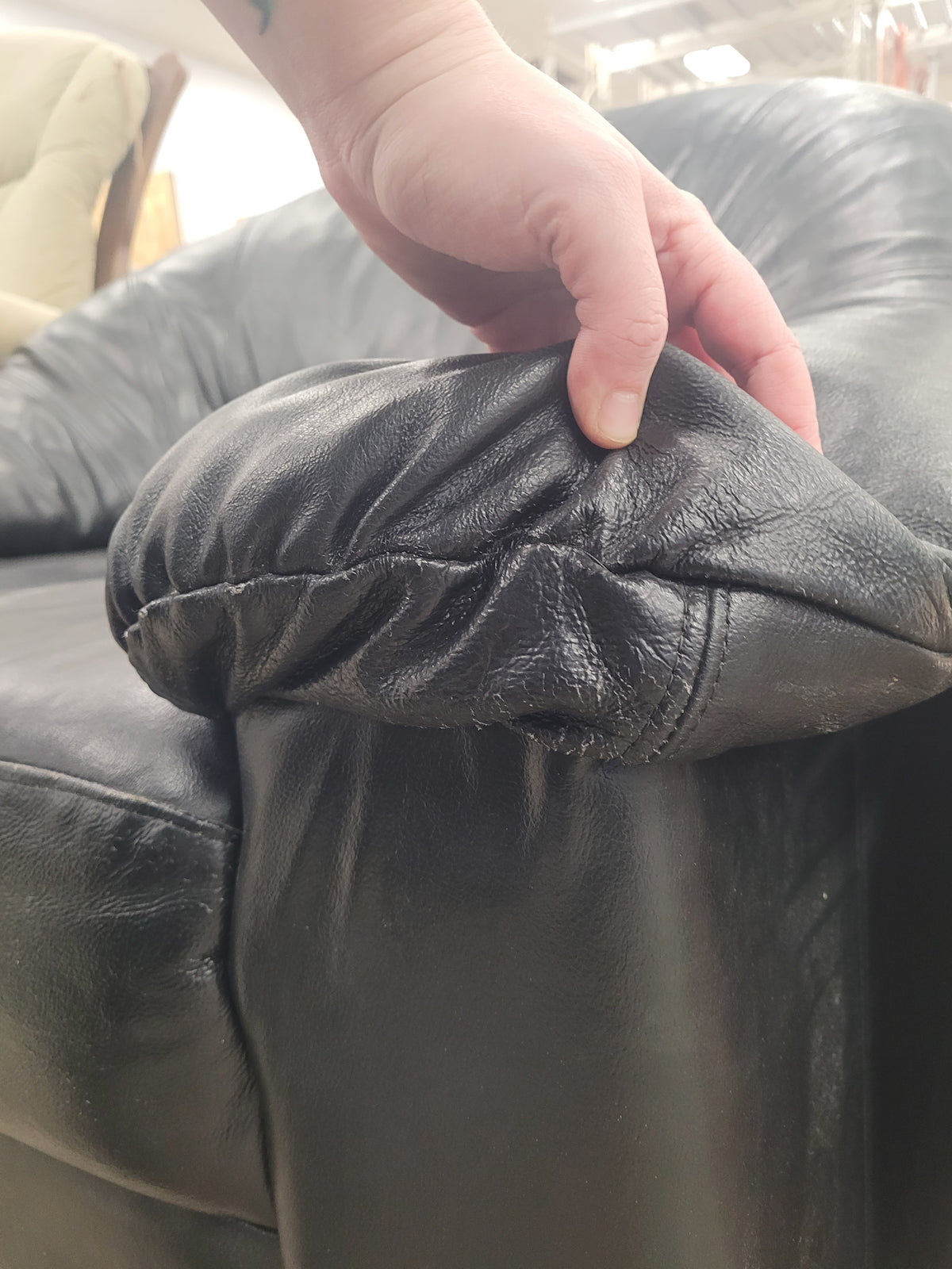 Faux Black Leather Armchair