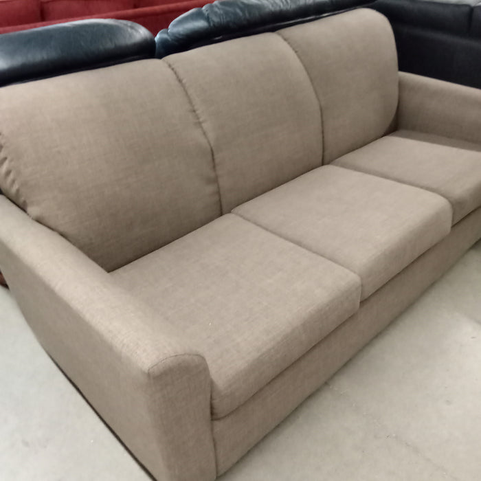 80"W 3-Seat Brown Fabric Sofa