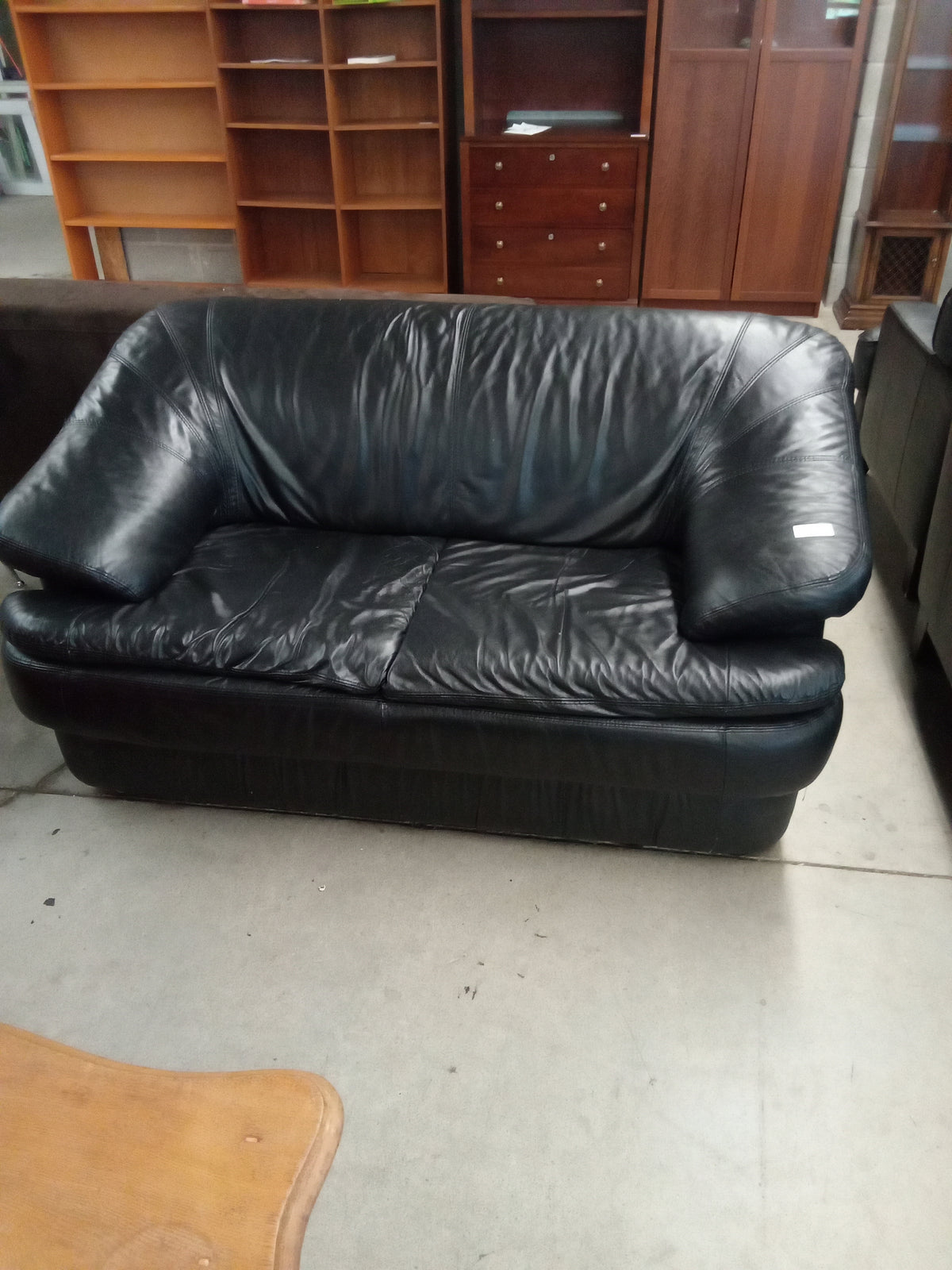 58"W Black Leatherette Love Seat