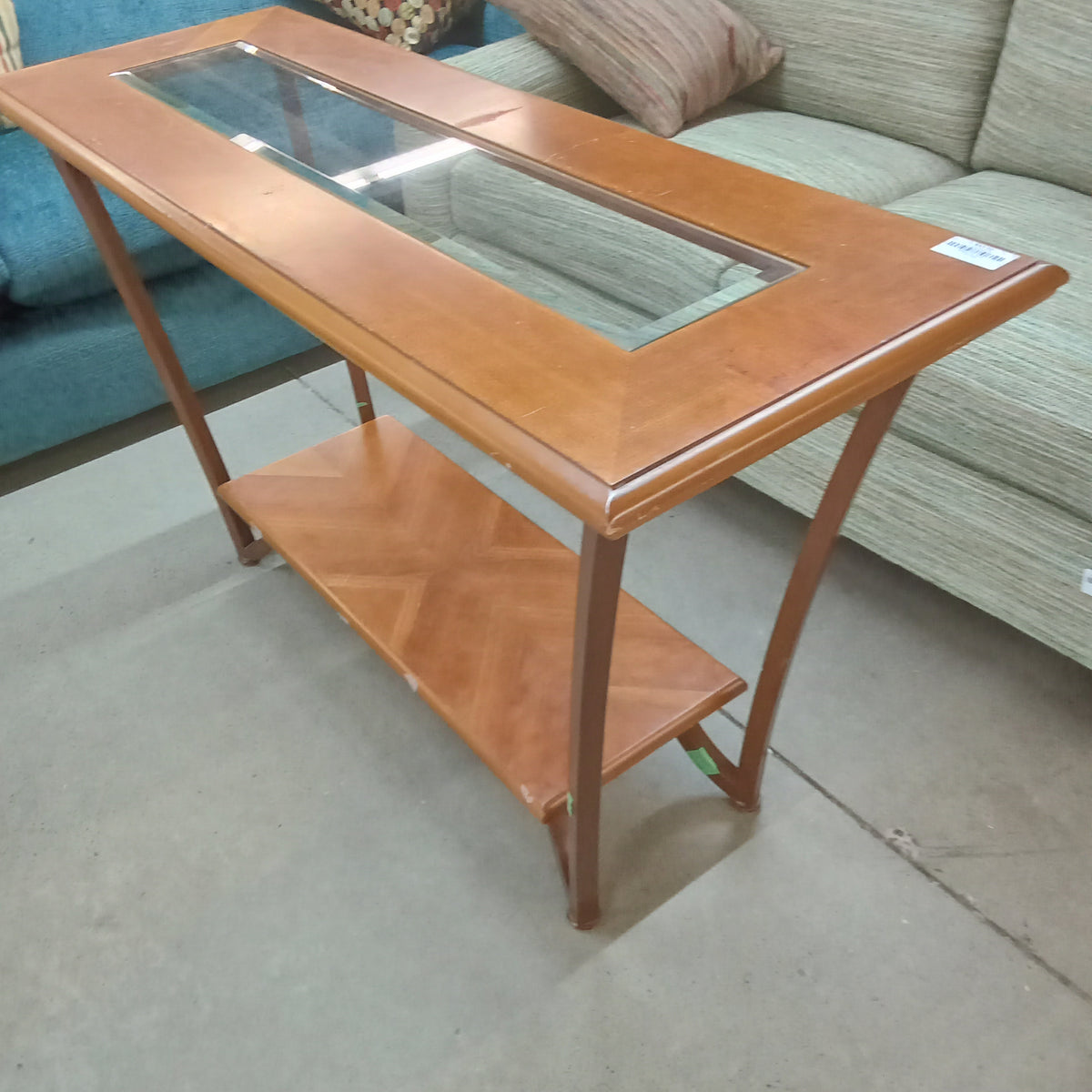 50"W Wood and Glass Console Table