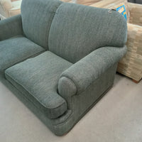 61"W Love Seat in Green Fabric