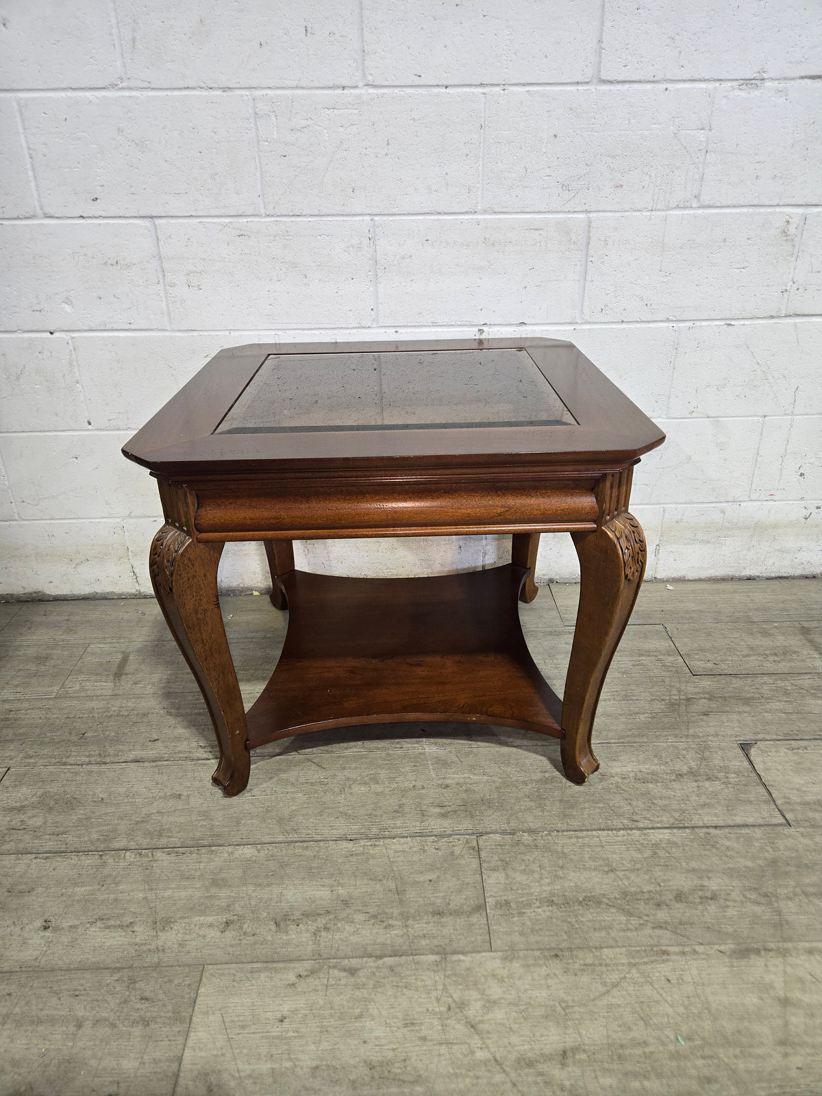 Wooden Glass Top Side Table