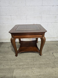 Wooden Glass Top Side Table