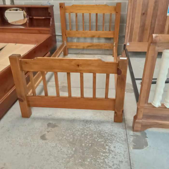 44"W Dark Stained Knotty Pine Bed Frame - Single