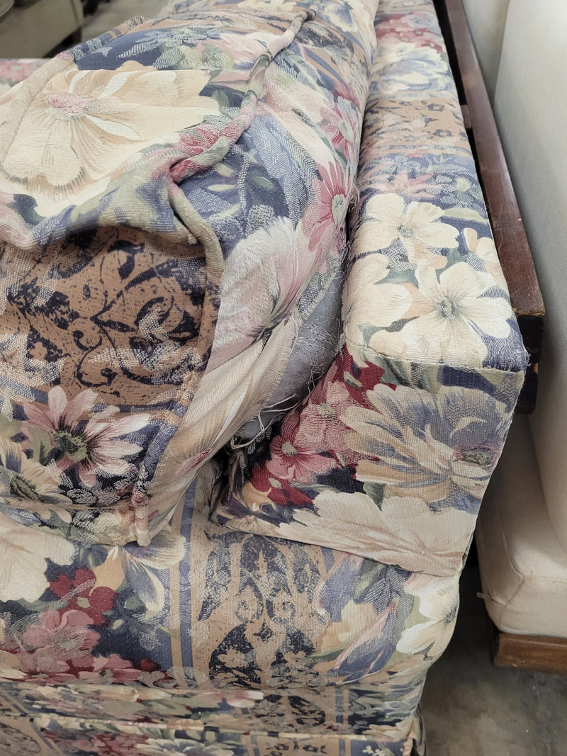 Upholstered Armchair With A Traditional Floral Pattern