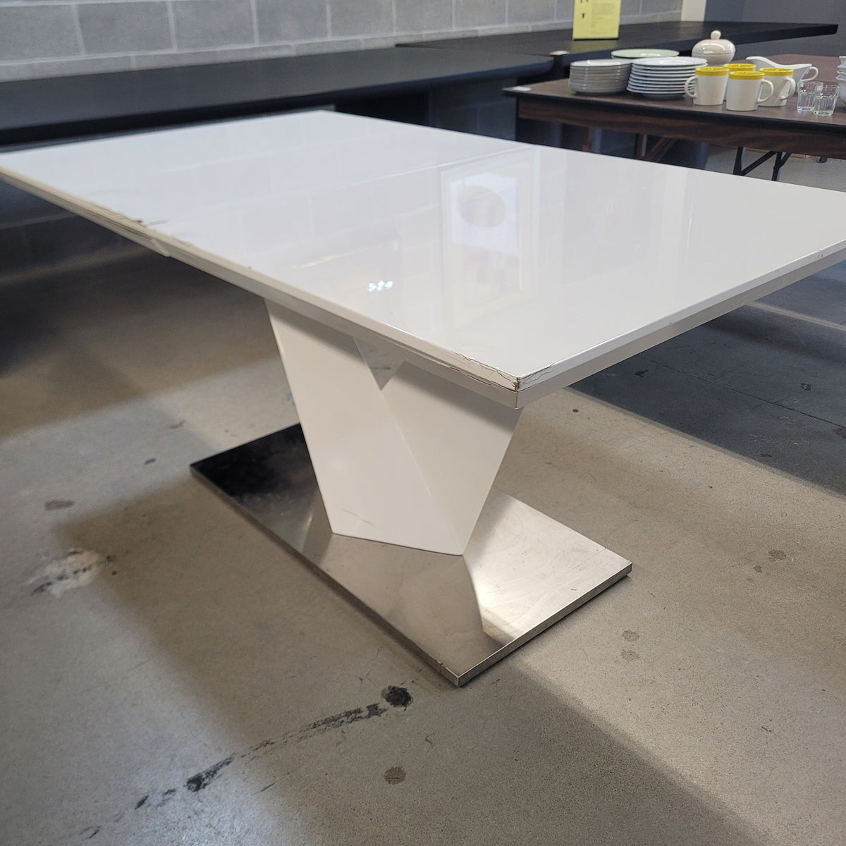 63"W Dining Table in White Melamine