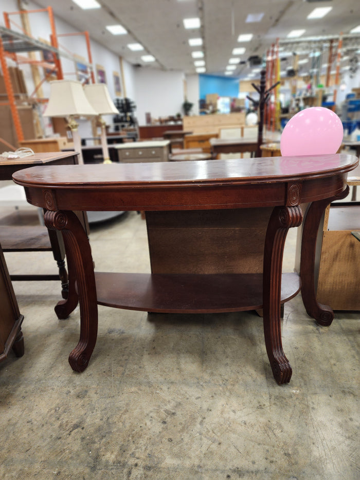 Tall Cherry 2 Tier Wooden Console Table