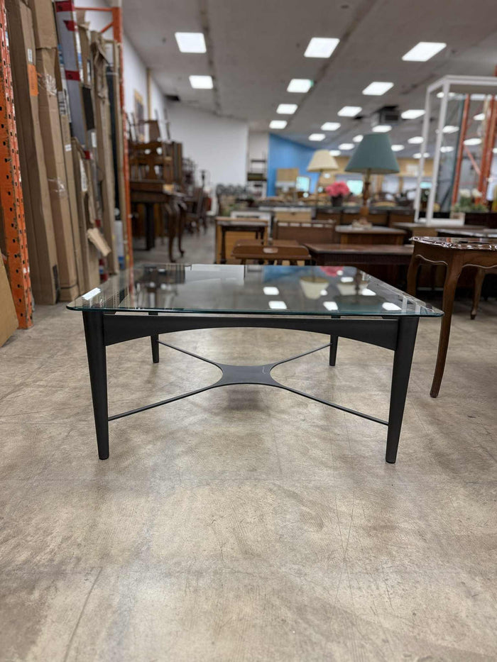 Dark Colored Coffee Table with Glass Top