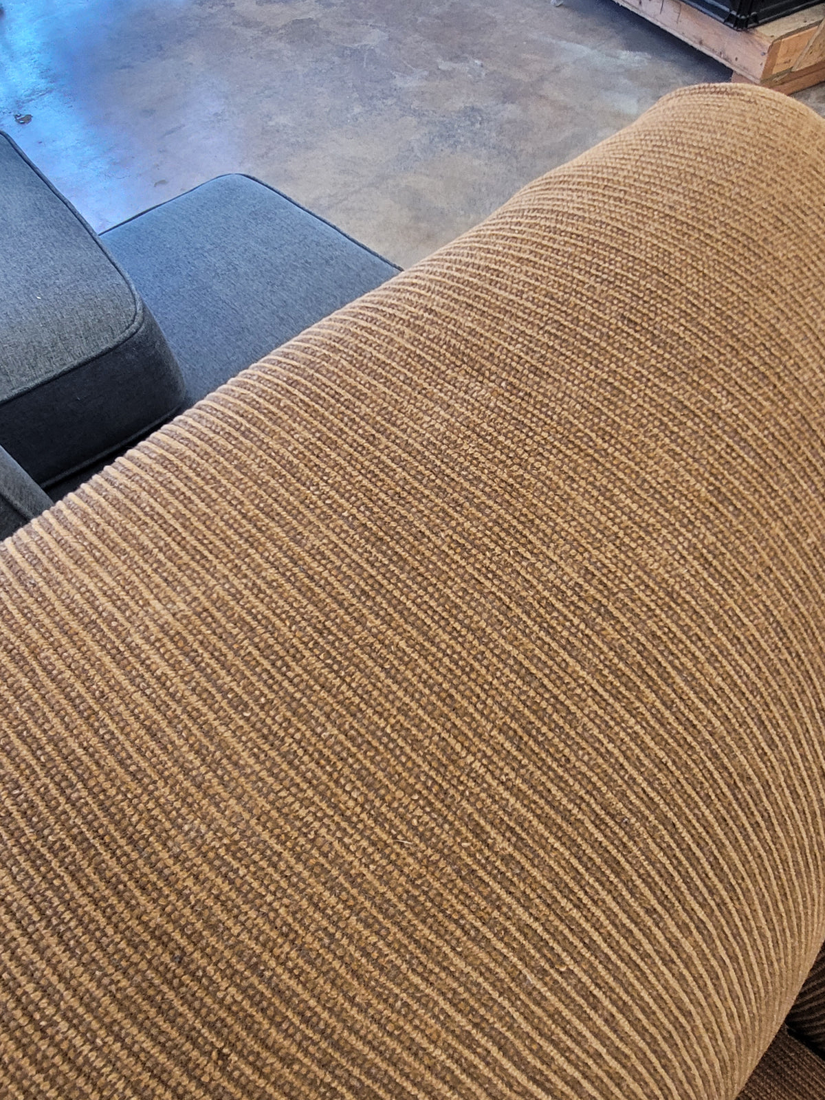 Camelback Sofa W/Black Piping