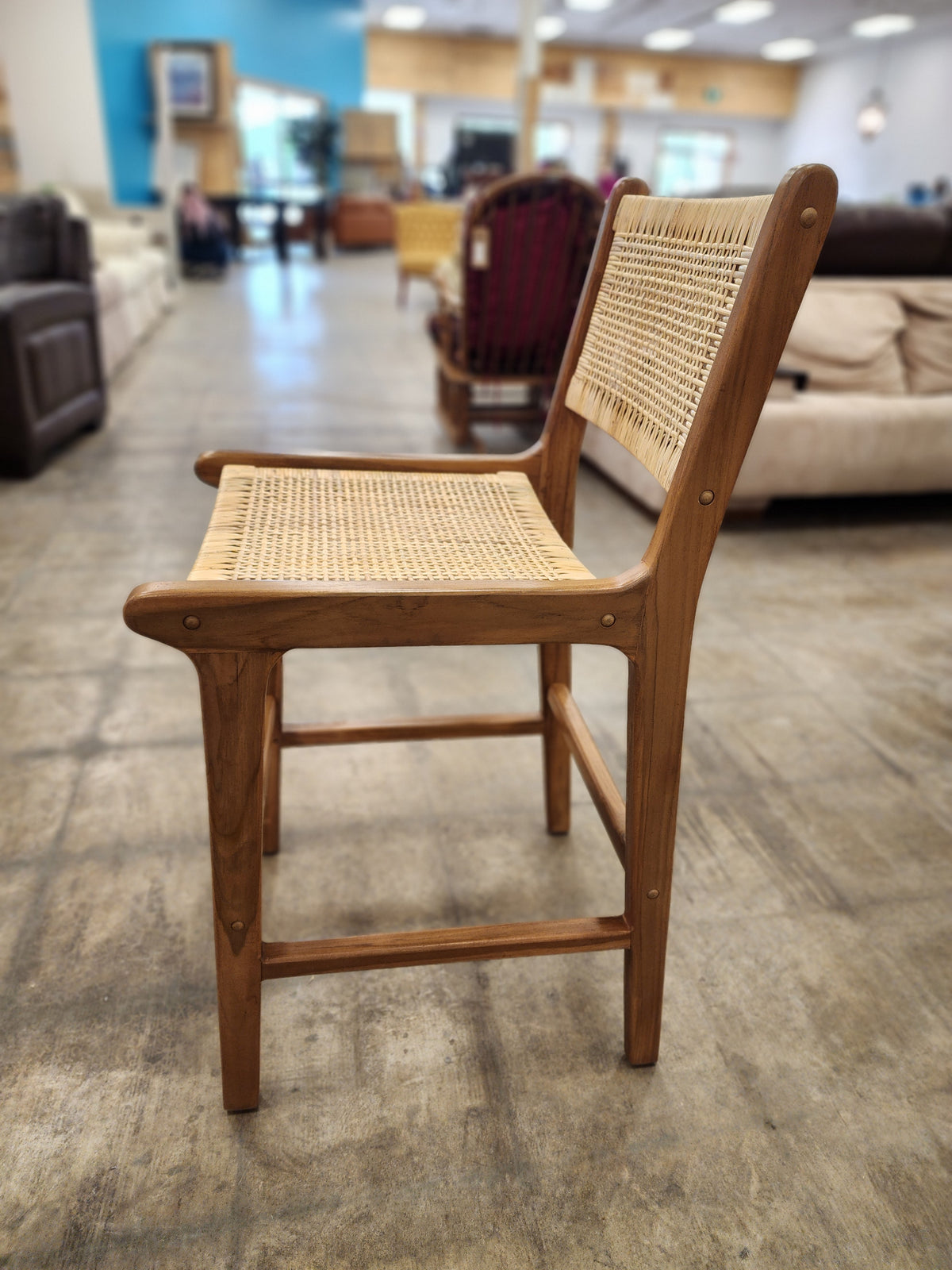 Rattan & Wood Bar Stool