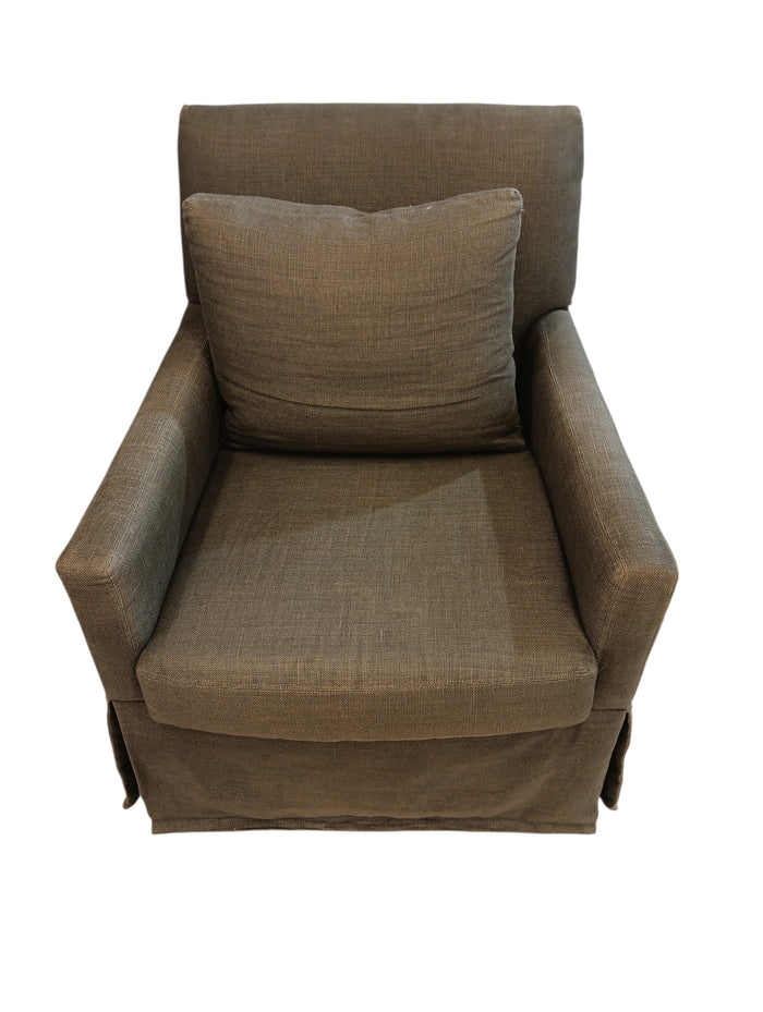 Green Skirted Swivel Armchair