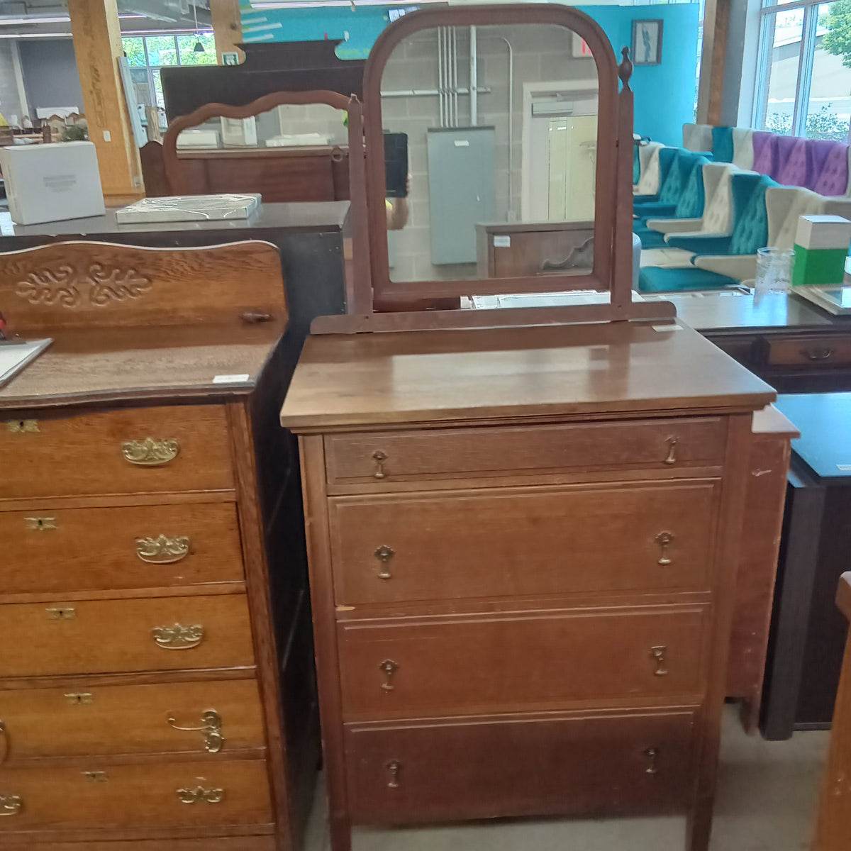 Dark Brown Vintage Dresser W/Mirror #PS20