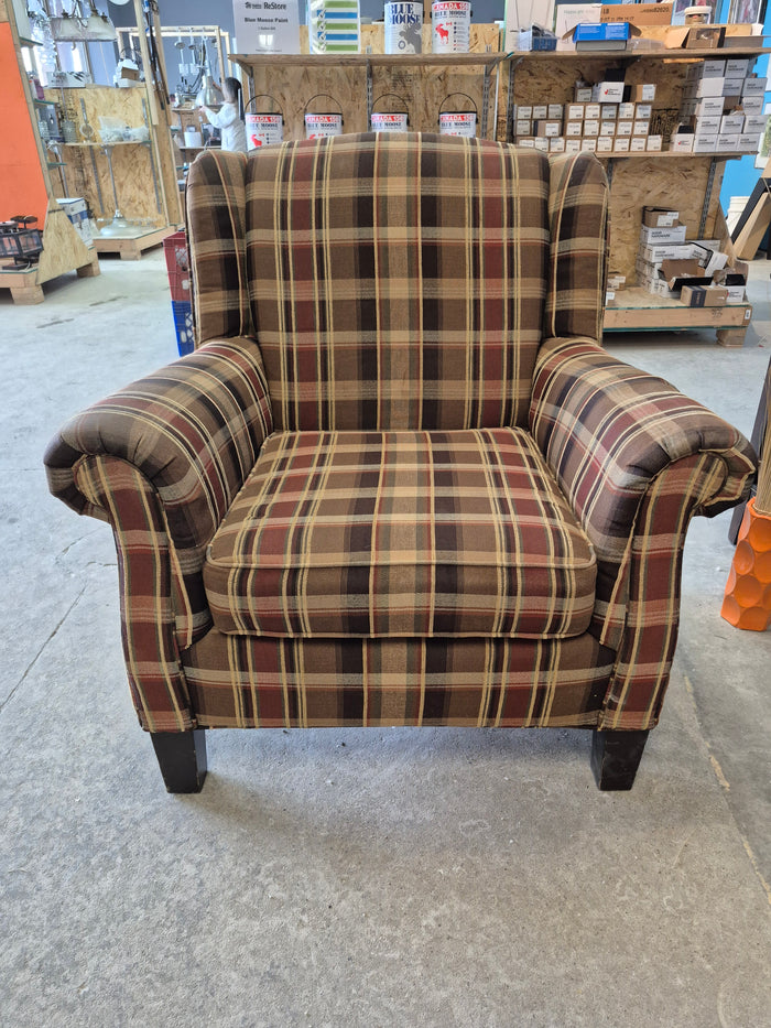 Tartan Fabric Upholstered Armchair