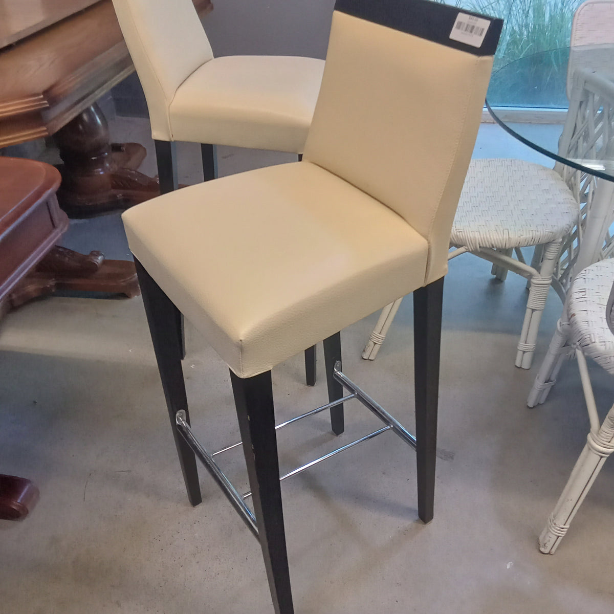 16"W Bar Stool with Faux Leather Seat and Back