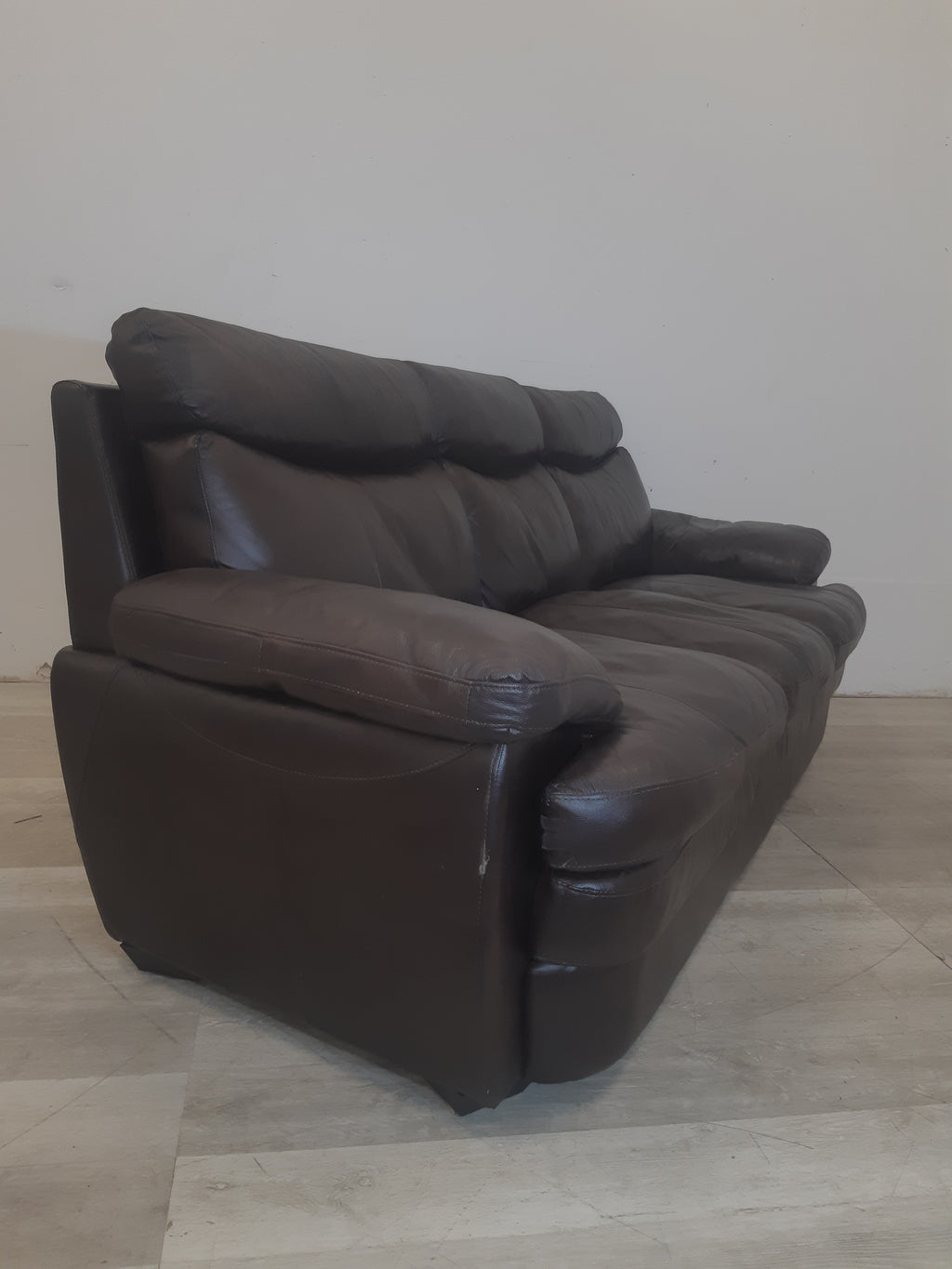 Chocolate Brown Faux Leather Couch