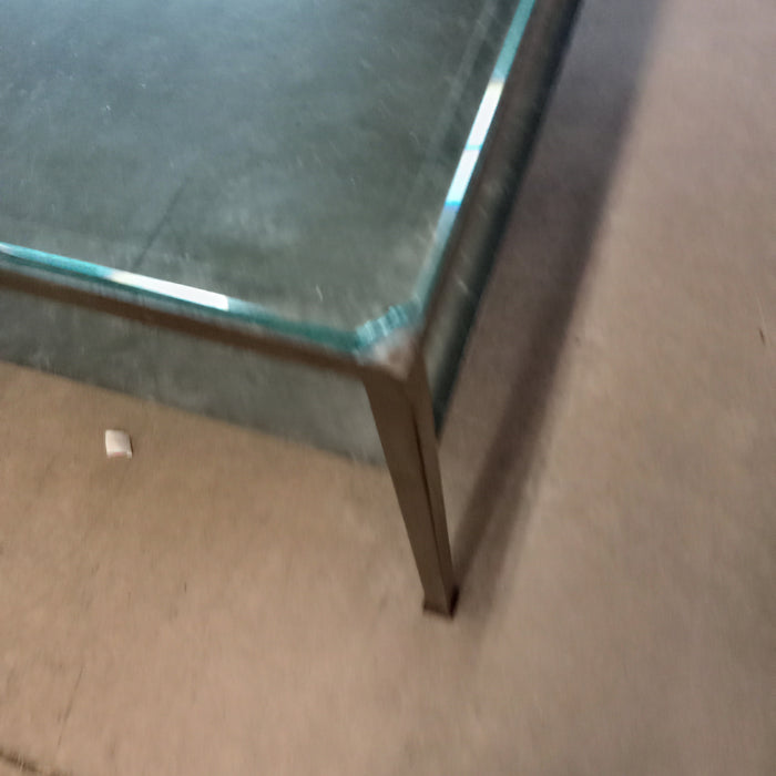 40"W Metal Coffee Table with Glass Top