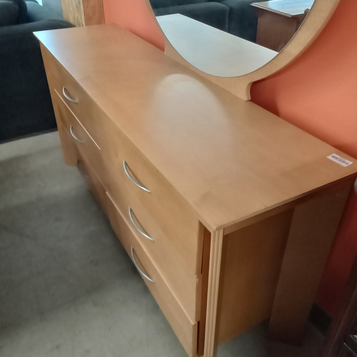38"W 6-Drawer Modern Style Dresser with Mirror